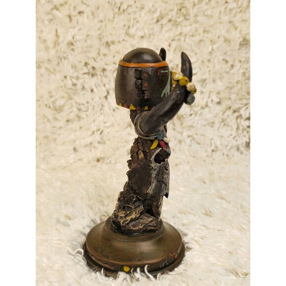 Handcrafted Vintage-Inspired Tribal Totem Decor Featuring Bird Motif & Bull Horn - Picture 11 of 12